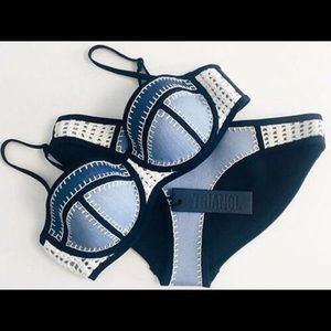 Triangl Blue with White Embroidery Bathingsuit